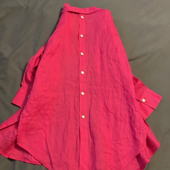 Hot pink Paperwhite button down - Picture 2 of 3
